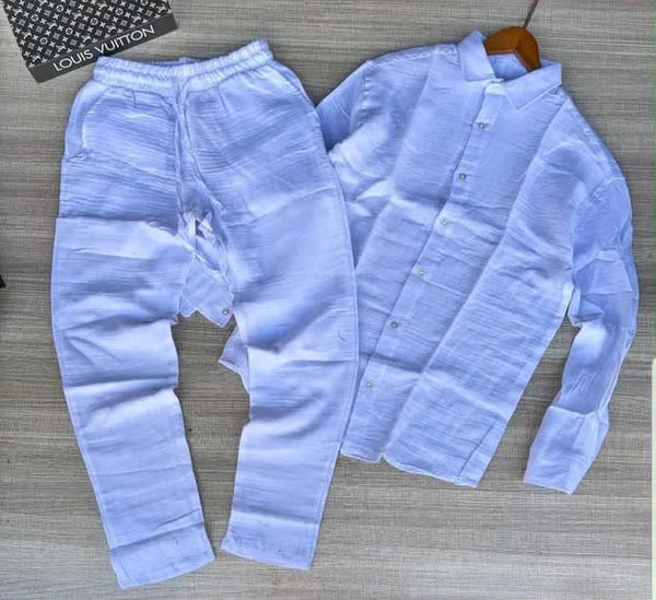 Men's 2-piece linen-texture set
