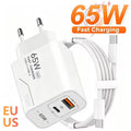 65W fast charging cable type c + double port Adaptor
