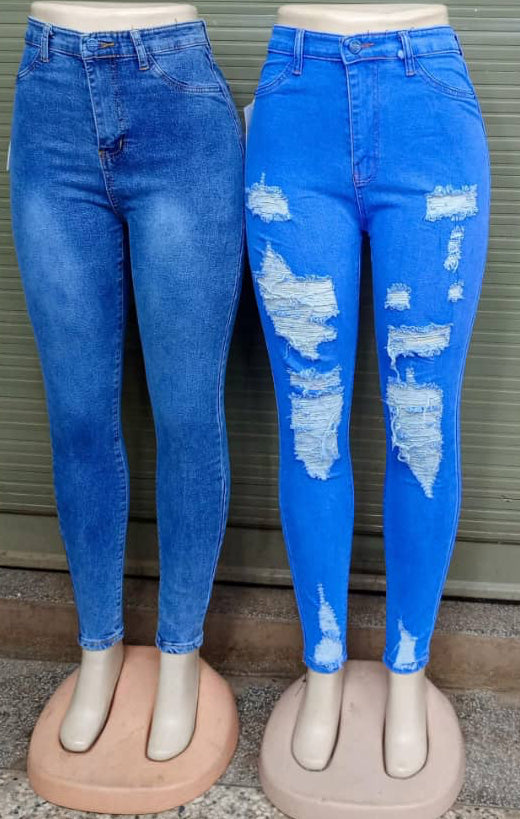 High-waist ripped skinny jeans