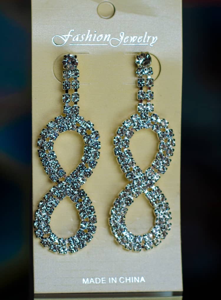 Glam infinity rhinestone drop earrings