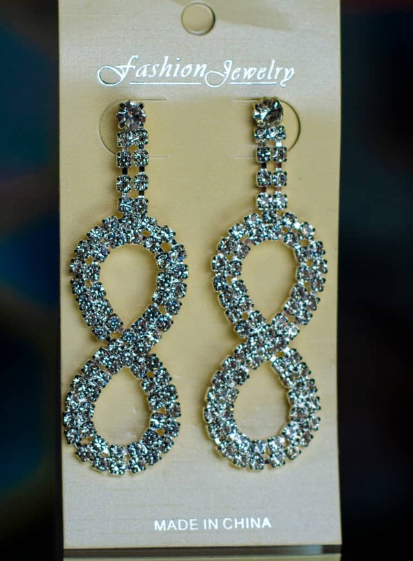 Glam infinity rhinestone drop earrings
