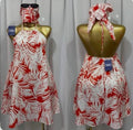 Halter mini dress with matching scarf