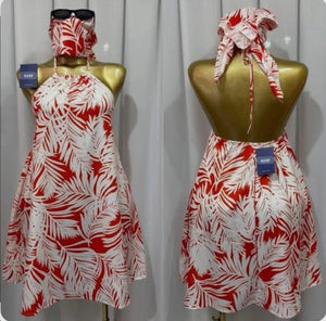 Halter mini dress with matching scarf