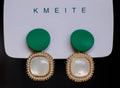 Emerald and pearl drop earrings