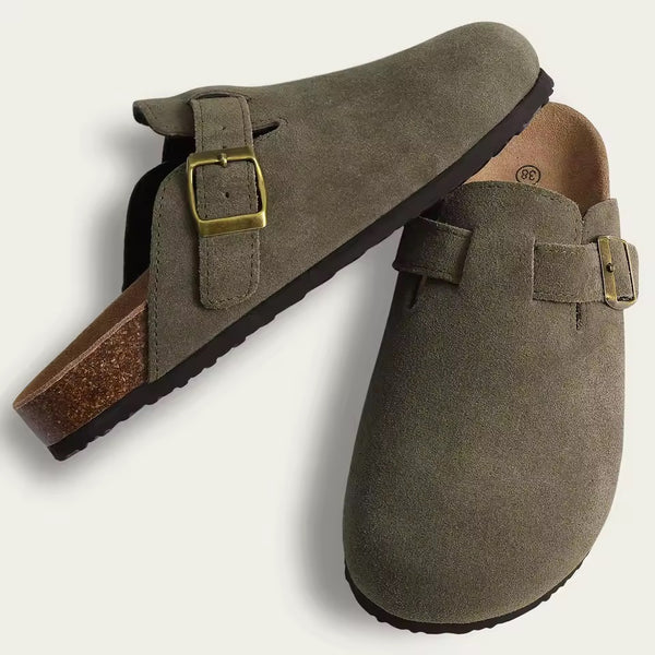Slip on Clogs with cork midsole and adjustable buckle