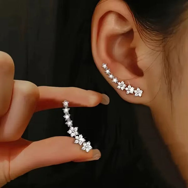 Korean Style Crystal Flower Stud Earrings