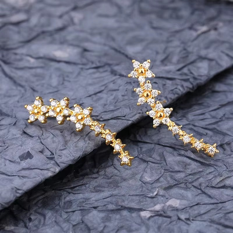 Korean Style Crystal Flower Stud Earrings