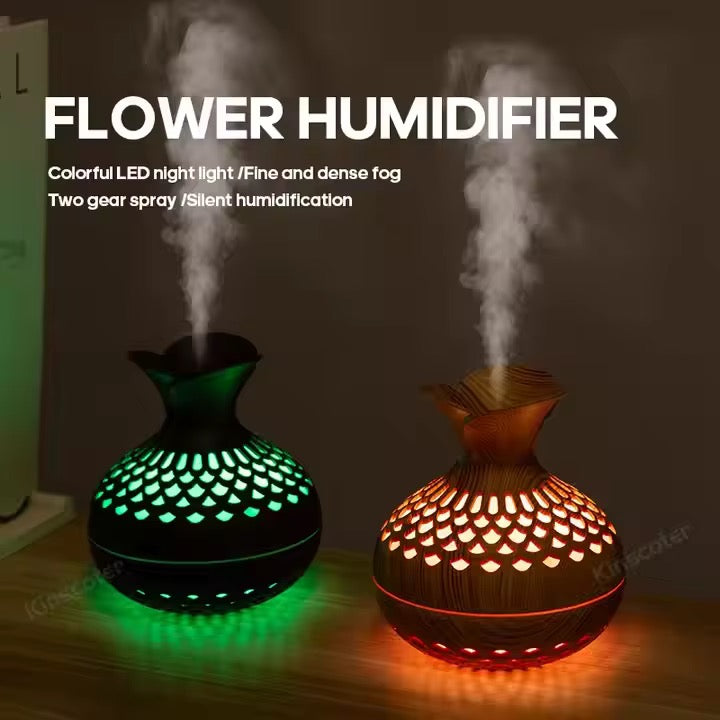 Desktop Humidifier with curved wooden Grain