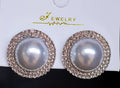 Glam pearl + rhinestone stud earrings