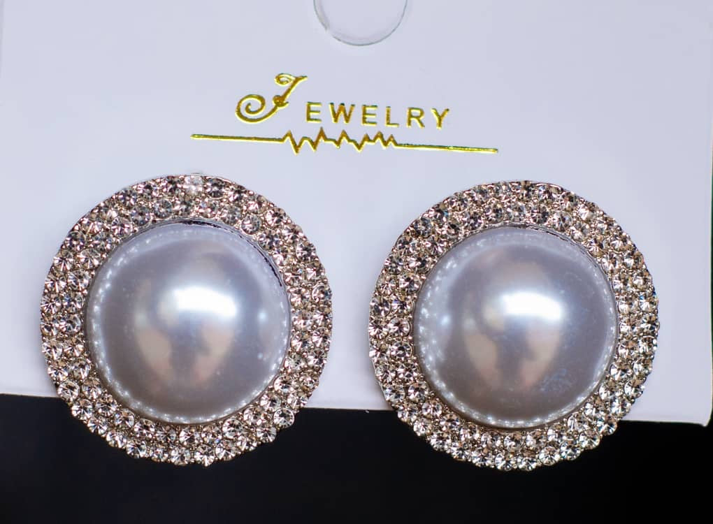 Glam pearl + rhinestone stud earrings