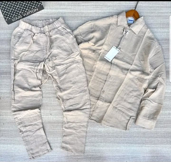 Men's 2-piece linen-texture set